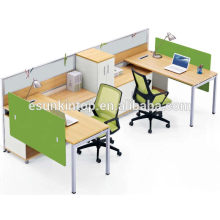 Duas pessoas, estação de trabalho de escritório, madeira de pêssego e estofados brancos quentes, Fábrica de móveis de escritório (JO-4047)